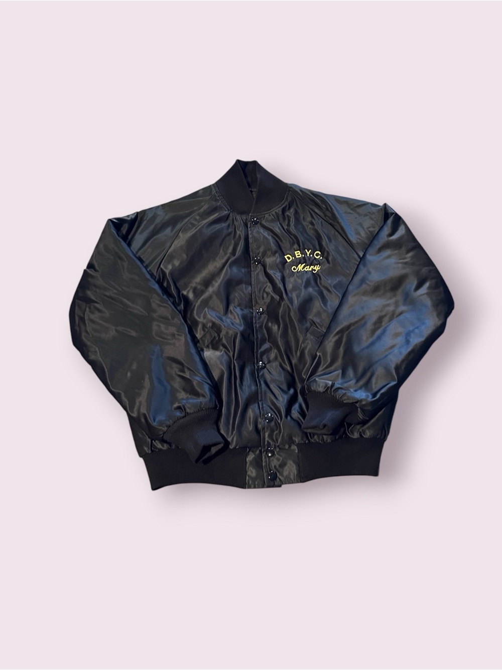 Men's Vintage Diamond Bluff Yacht Club DBYC Mary Black Nylon Bomber Jacket Med
